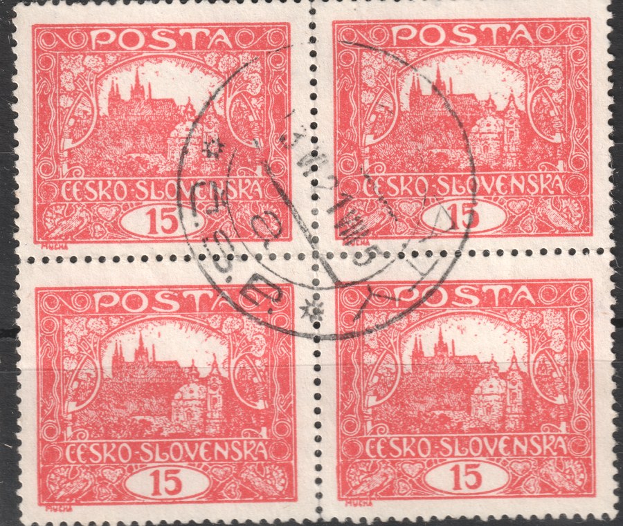 čtyřblok 15h 48/49/58/59 z TD VI, zoubkování C, razítko s datem 13. VI. 21