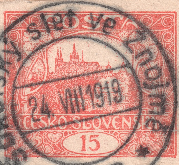 Detail známky ZP 76/I s otiskem razítka