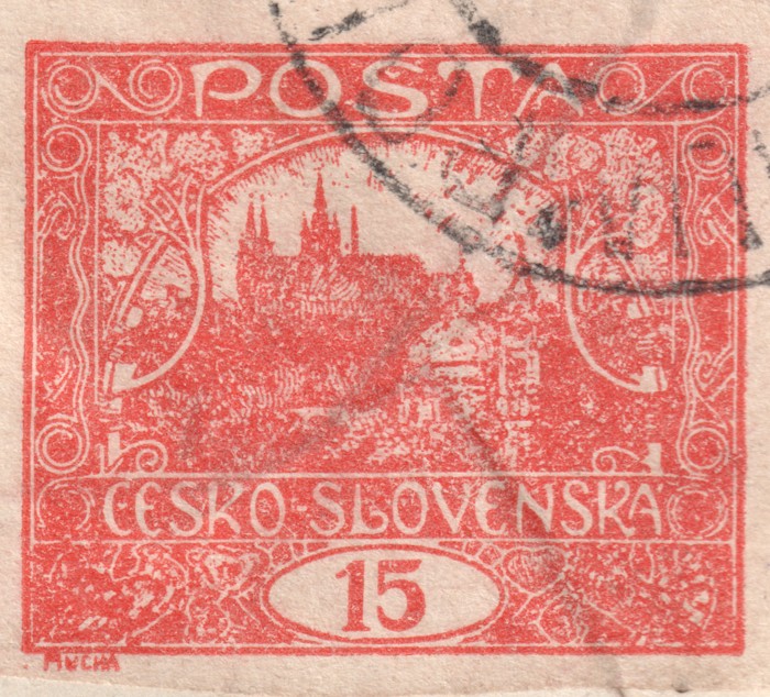 detail známky, pole 19/VII, s razítkem Humpolec