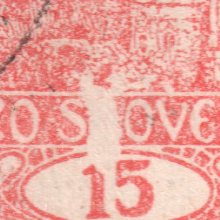 detail ostre skvrny mizici v pismenu L / detail of a sharp spot erasing the letter L