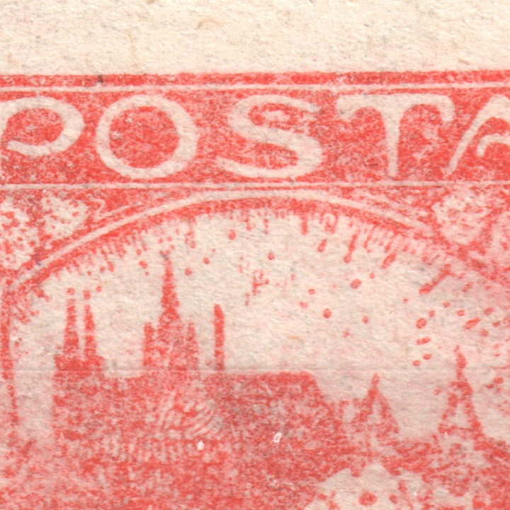 napis POSTA na tisku na lepu / the inscription POSTA on a print on the gum