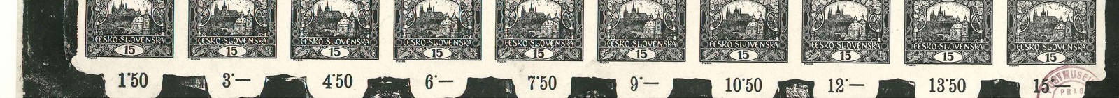 detail kontrolních čísel v dolním okraji archu / detail of the control numbers along the bottom margin